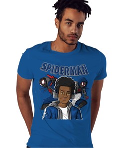 Black Spider Man Shirt Match Jordan 1 High OG True Blue Shirt In Color Royal