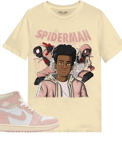 Black Spider Man Shirt Match Jordan 1 OG Washed Pink Shirt In Color Nature