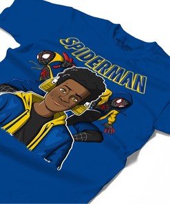 Black Spider Man Shirt Match Jordan 14 Laney Shirt In Color Royal