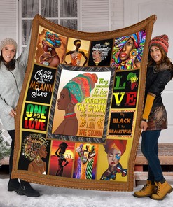 Black Women Empowerment Quilt Blanket, Celebrate Black Beauty