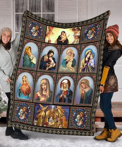 Blessed Mother and Baby Jesus Quilt Blanket - Meaningful Christmas Gift for the Family