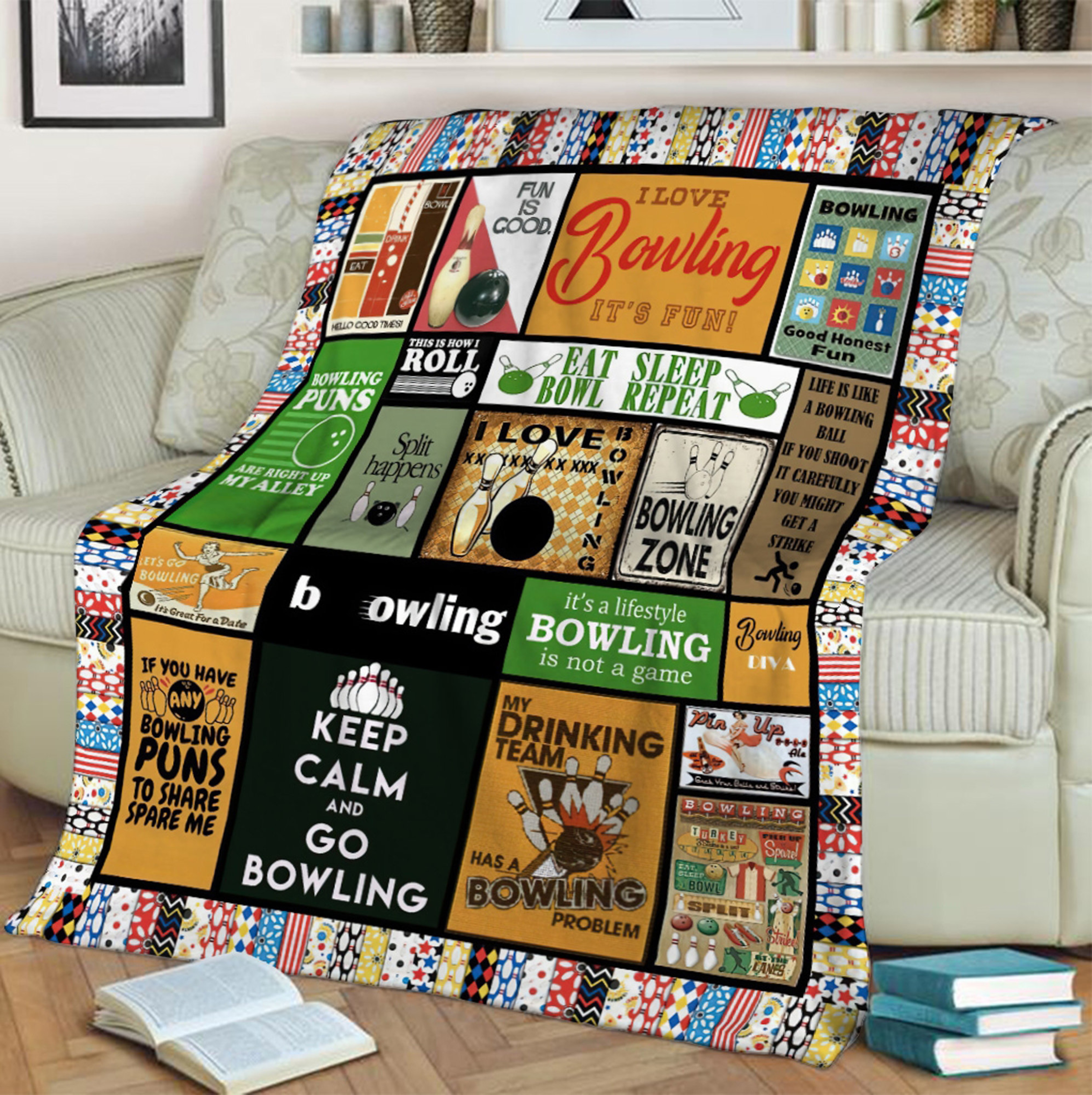 Bowling Lover's Quilt Blanket - Fun and Special Birthday Gift