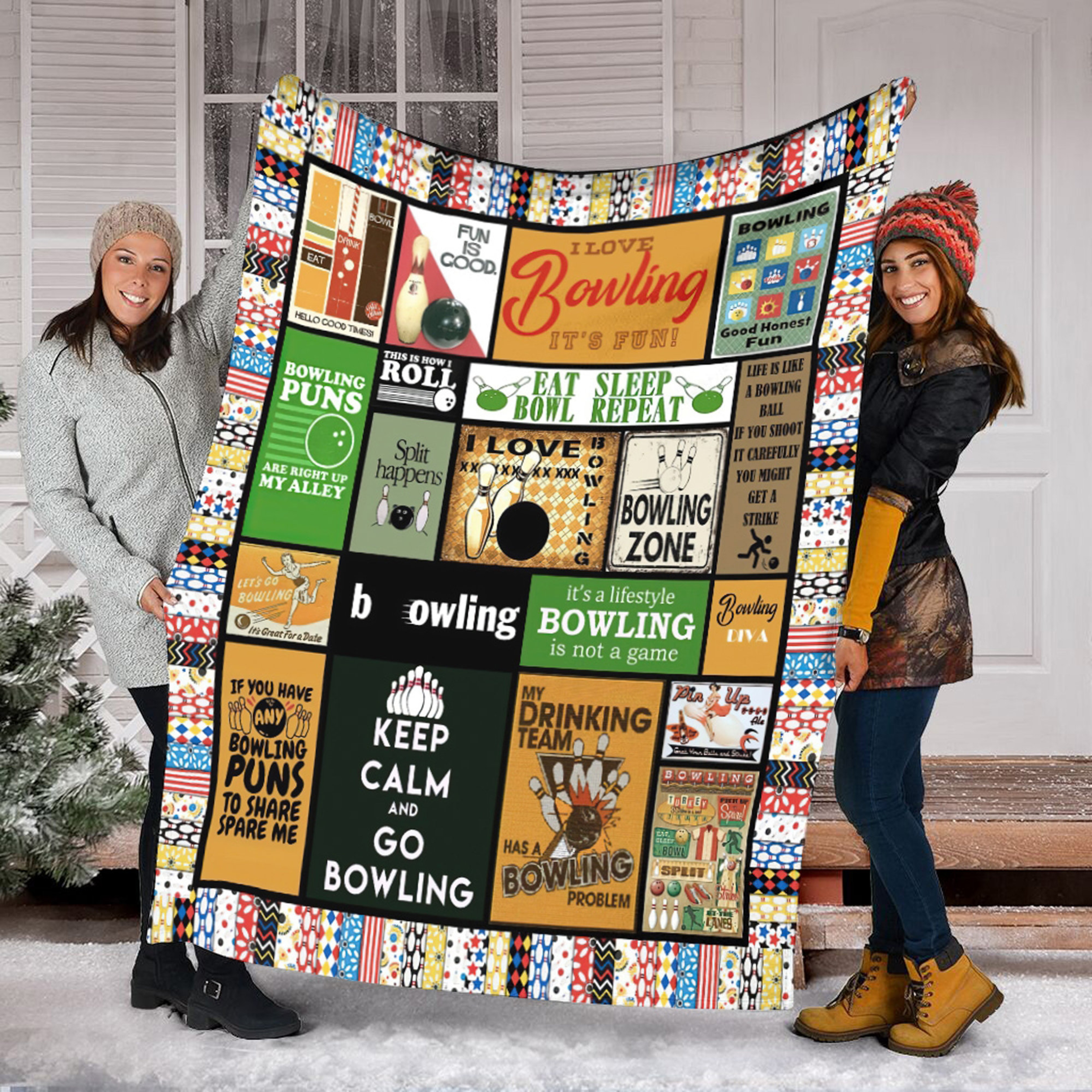 Bowling Lover's Quilt Blanket - Fun and Special Birthday Gift