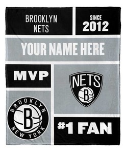Brooklyn Nets NBA Colorblock Personalized Blanket