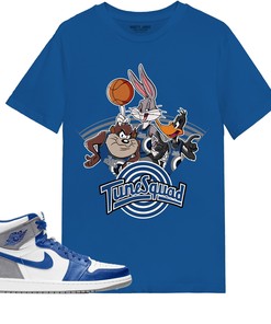 Bunny Friends Basketball Shirt Match Jordan 1 High OG True Blue Shirt In Color Royal