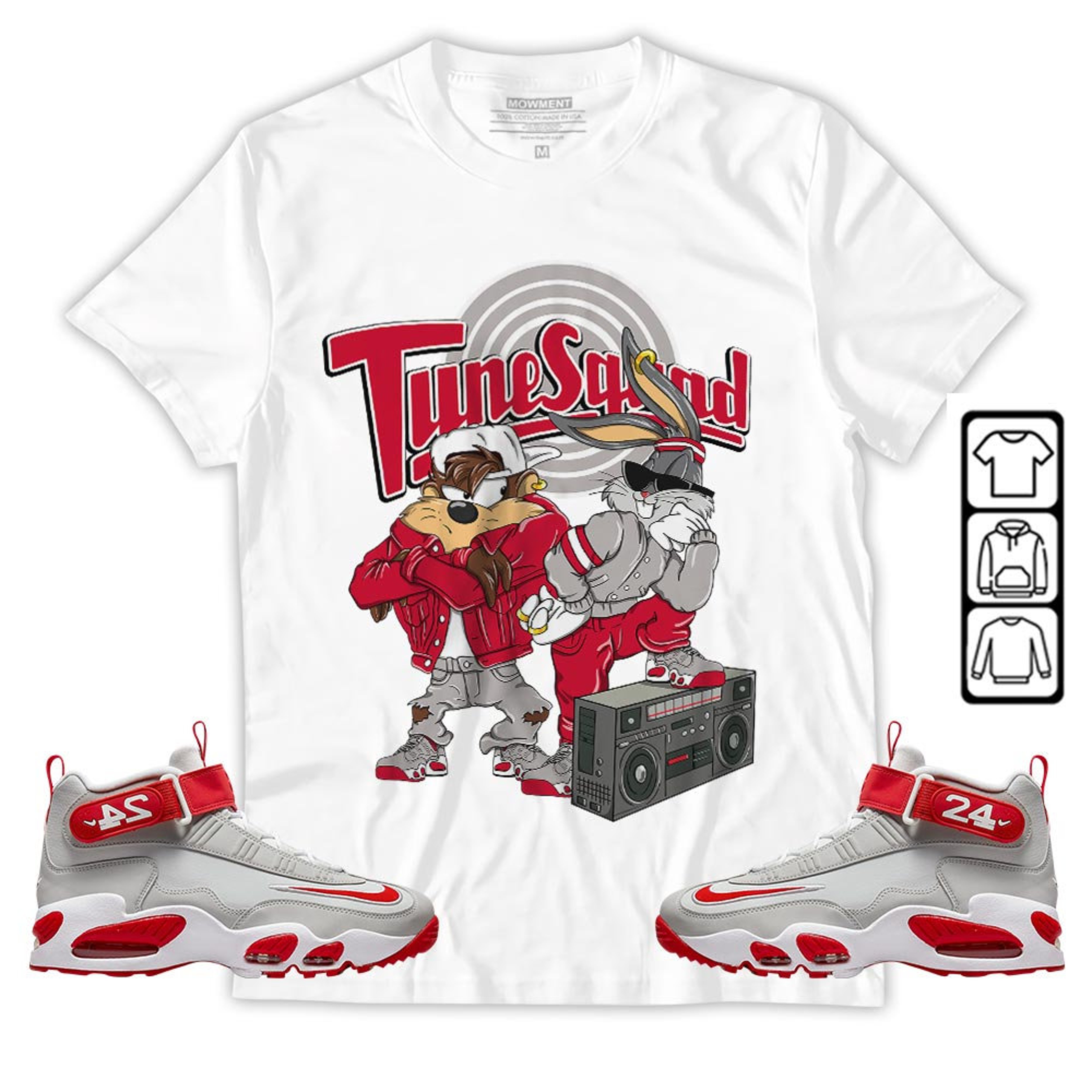 Bunny Tazmanian Hiphop Unisex Sneaker Shirt Match Griffey Max 1 University Reds Tee, Air Griffey Max 1 Gray Reds Hoodie, Sweatshirt, T-Shirt