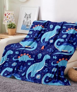 Cartoon Dinosaur Blanket for Chair Travelling Camping Kids Adults Bed