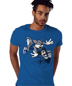 Cat And Mouse Chasing Shirt Match Jordan 1 High OG True Blue Shirt In Color Royal