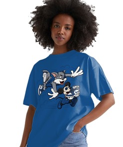 Cat And Mouse Chasing Shirt Match Jordan 1 High OG True Blue Shirt In Color Royal