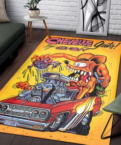 Chevelle Guts By Chevy Hot Rod Rat Fink Rug Hot Rod Rug for Garage