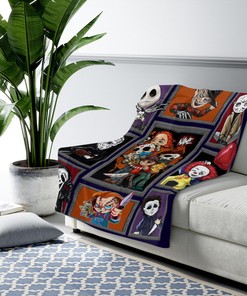 Chibi Horror Characters Blanket - Movie Character Gift - Halloween Scary Movie Custom Name