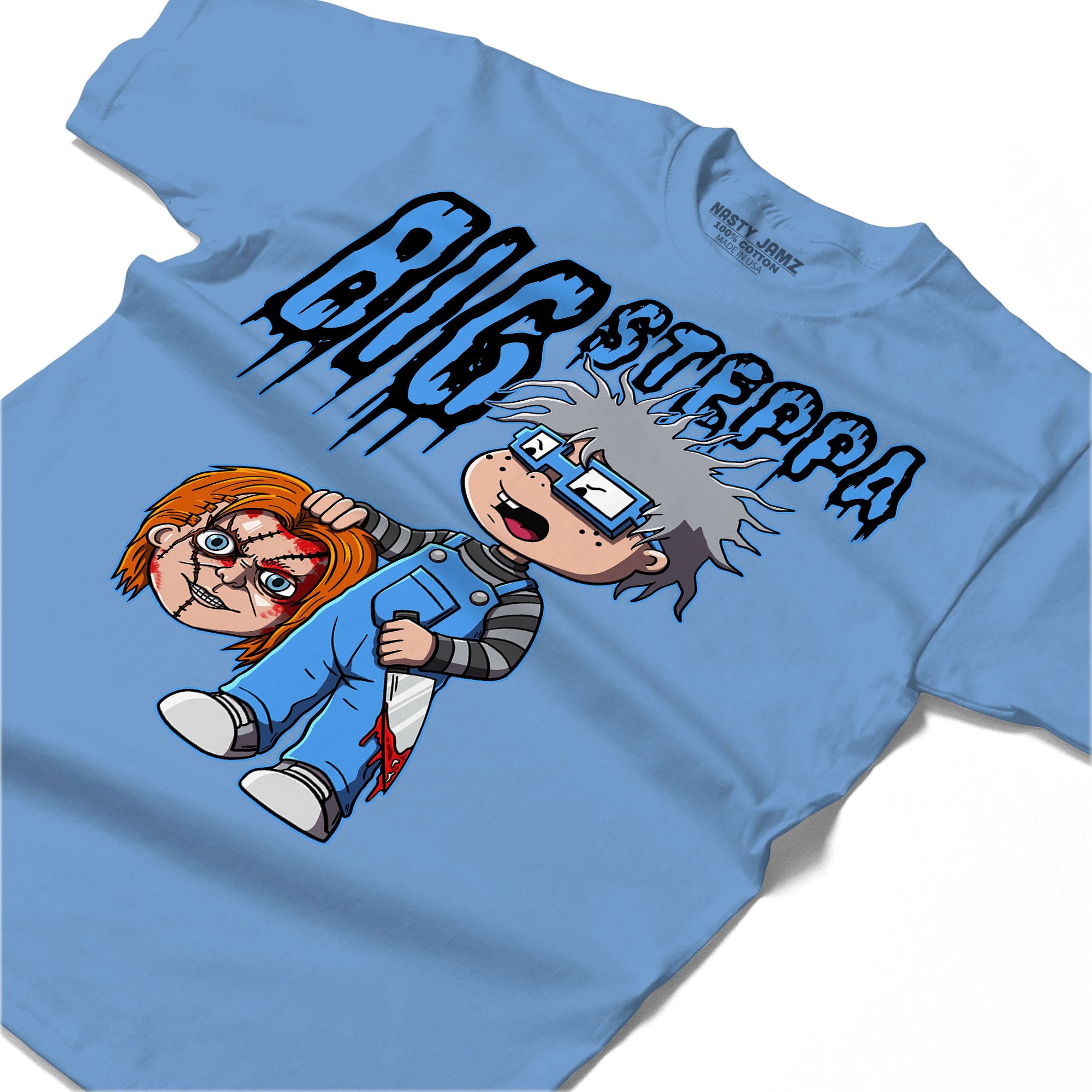 Chuckie Big Steppa Shirt Match Jordan 5 University Blue Shirt In Color Carolina Blue