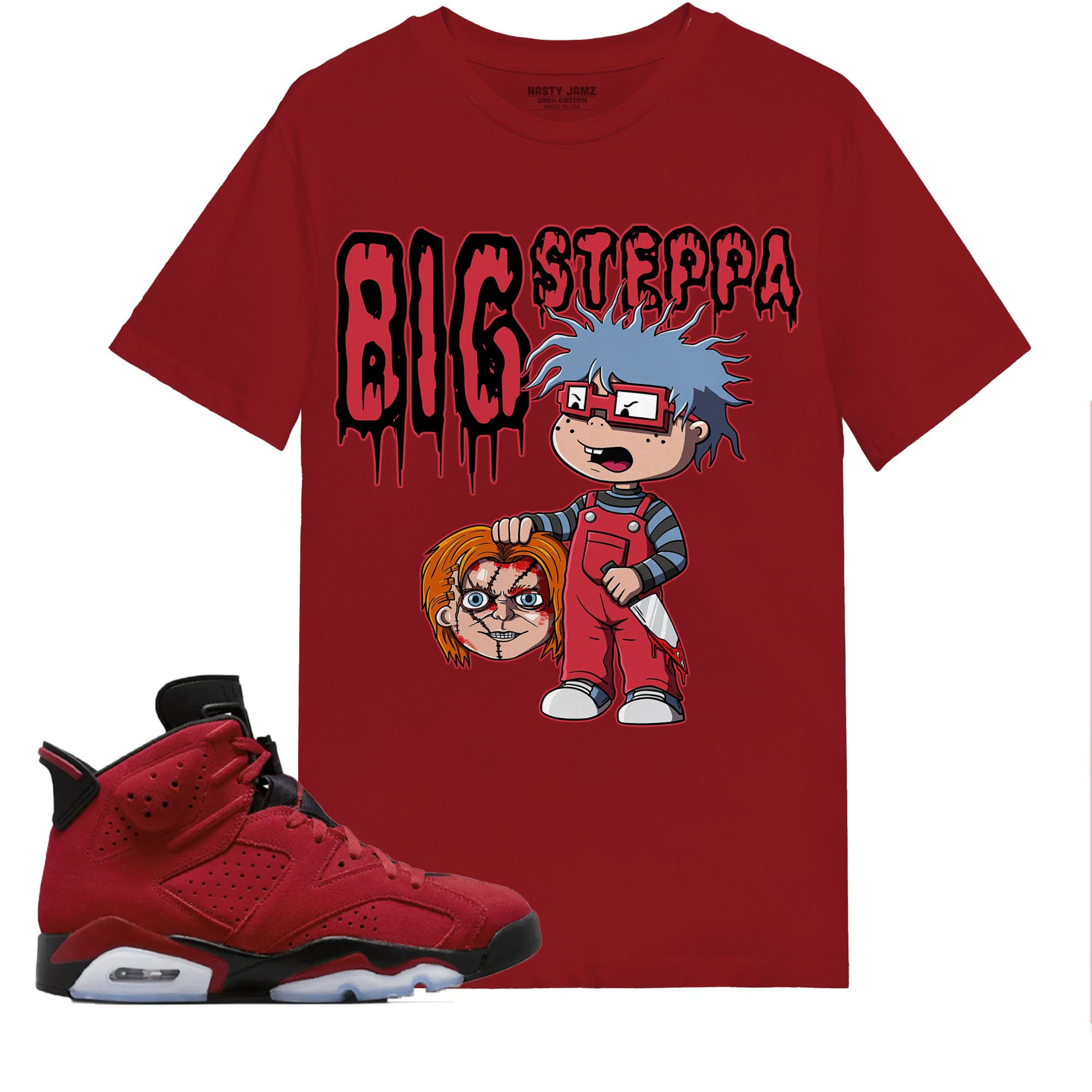 Chuckie Big Steppa Shirt Match Jordan 6 Toro Bravo Shirt In Color cherry Red