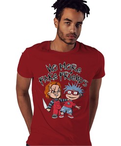 Chuckie No More Fake Friends Shirt Match Jordan 6 Toro Bravo Shirt In Color cherry Red