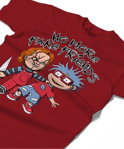 Chuckie No More Fake Friends Shirt Match Jordan 6 Toro Bravo Shirt In Color cherry Red