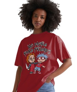 Chuckie No More Fake Friends Shirt Match Jordan 6 Toro Bravo Shirt In Color cherry Red