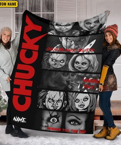 Chucky & Tiffany Blanket - Horror Characters Throw - Scary Movie Gift