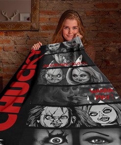 Chucky & Tiffany Blanket - Horror Characters Throw - Scary Movie Gift