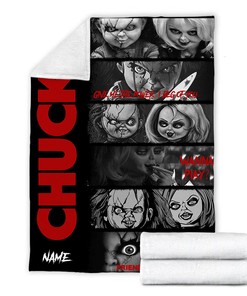 Chucky & Tiffany Blanket - Horror Characters Throw - Scary Movie Gift
