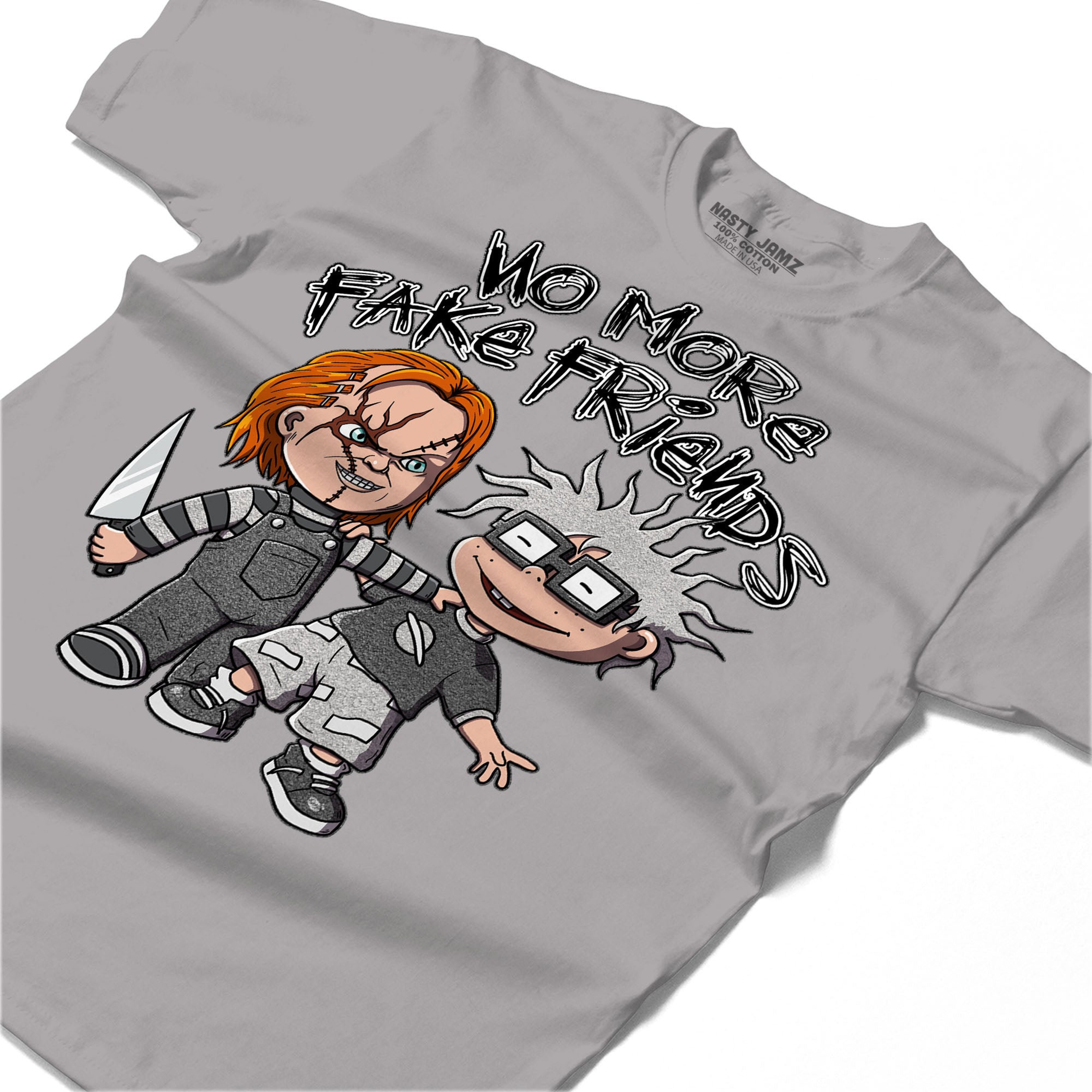 Chuk No More Fake Friends Match Jordan 1 Washed Heritage Unisex Shirt Grey