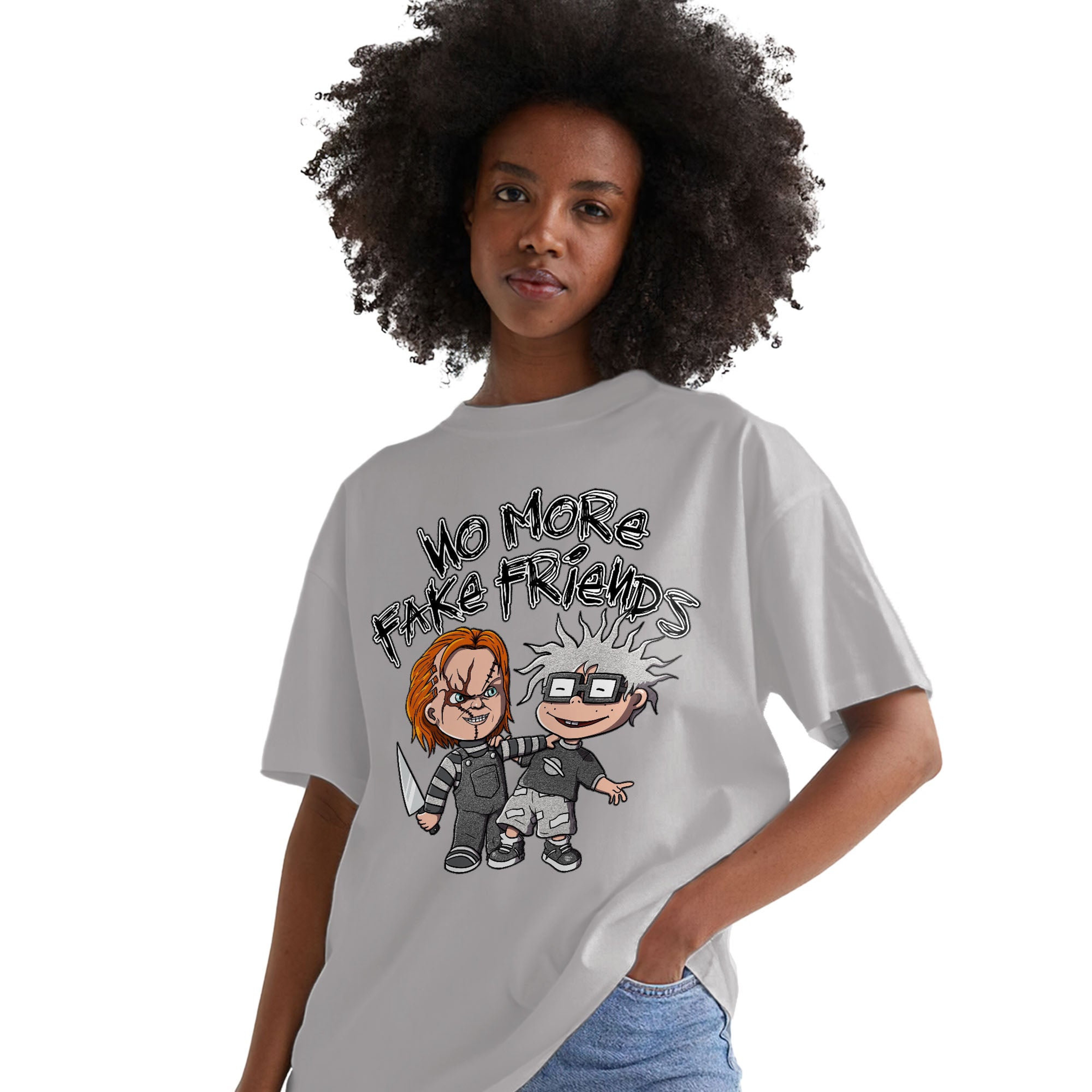 Chuk No More Fake Friends Match Jordan 1 Washed Heritage Unisex Shirt Grey