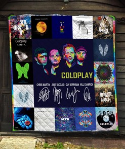 Coldplay Rock Band Members Signatures Quilt Blanket - Gift For Coldplay Fans - Rock Musical Lovers