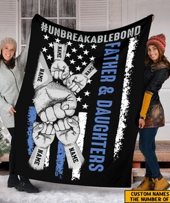 Custom Father's Day Police Quilt Blanket, Dad And Daughter Quilt Blanket, Gift From Kid, American Flag Quilt Blanket
