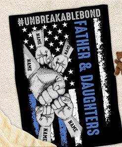 Custom Father's Day Police Quilt Blanket, Dad And Daughter Quilt Blanket, Gift From Kid, American Flag Quilt Blanket