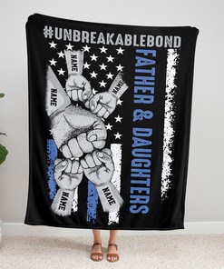 Custom Father's Day Police Quilt Blanket, Dad And Daughter Quilt Blanket, Gift From Kid, American Flag Quilt Blanket