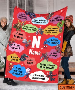 Custom Hero Baby Name Quilt Blanket, Marvel Fleece Sherpa Blanket, Hulk Spidey Gwen Design, Baby Birthday Gift, Home Decoration