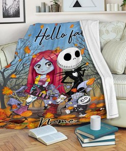 Custom Name And Year Blanket, I'm Your No Return Fall Season Jack Skellington And Sally Blanket, Thanksgiving Blanket