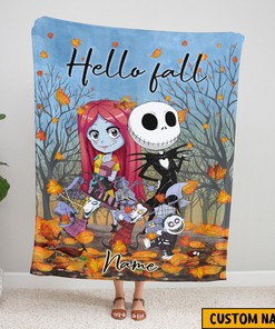 Custom Name And Year Blanket, I'm Your No Return Fall Season Jack Skellington And Sally Blanket, Thanksgiving Blanket