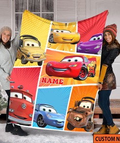 Custom Name Cars Lightning McQueen Quilt Blanket - Pixar Car Bedding Set - Great Cars Gift