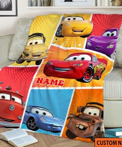 Custom Name Cars Lightning McQueen Quilt Blanket - Pixar Car Bedding Set - Great Cars Gift