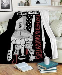 Custom Name Father And Daughter Quilt Blanket, Father's Day Gift, New Dad Gift, First Daddy Quilt Blanket, Gift For Dad From Baby
