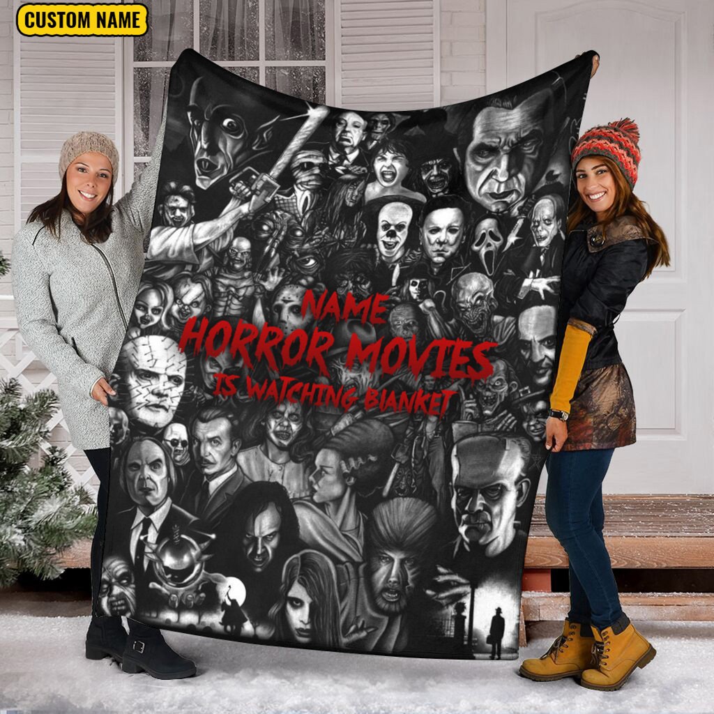 Custom Name Horror Movies Watching Blanket Serial Killer Blanket Horror Characters Throw