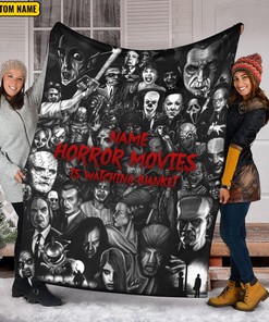 Custom Name Horror Movies Watching Blanket - Serial Killer Blanket - Horror Characters Throw