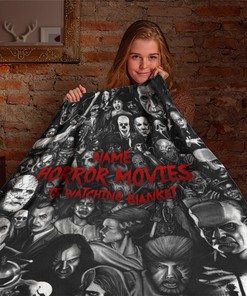 Custom Name Horror Movies Watching Blanket - Serial Killer Blanket - Horror Characters Throw