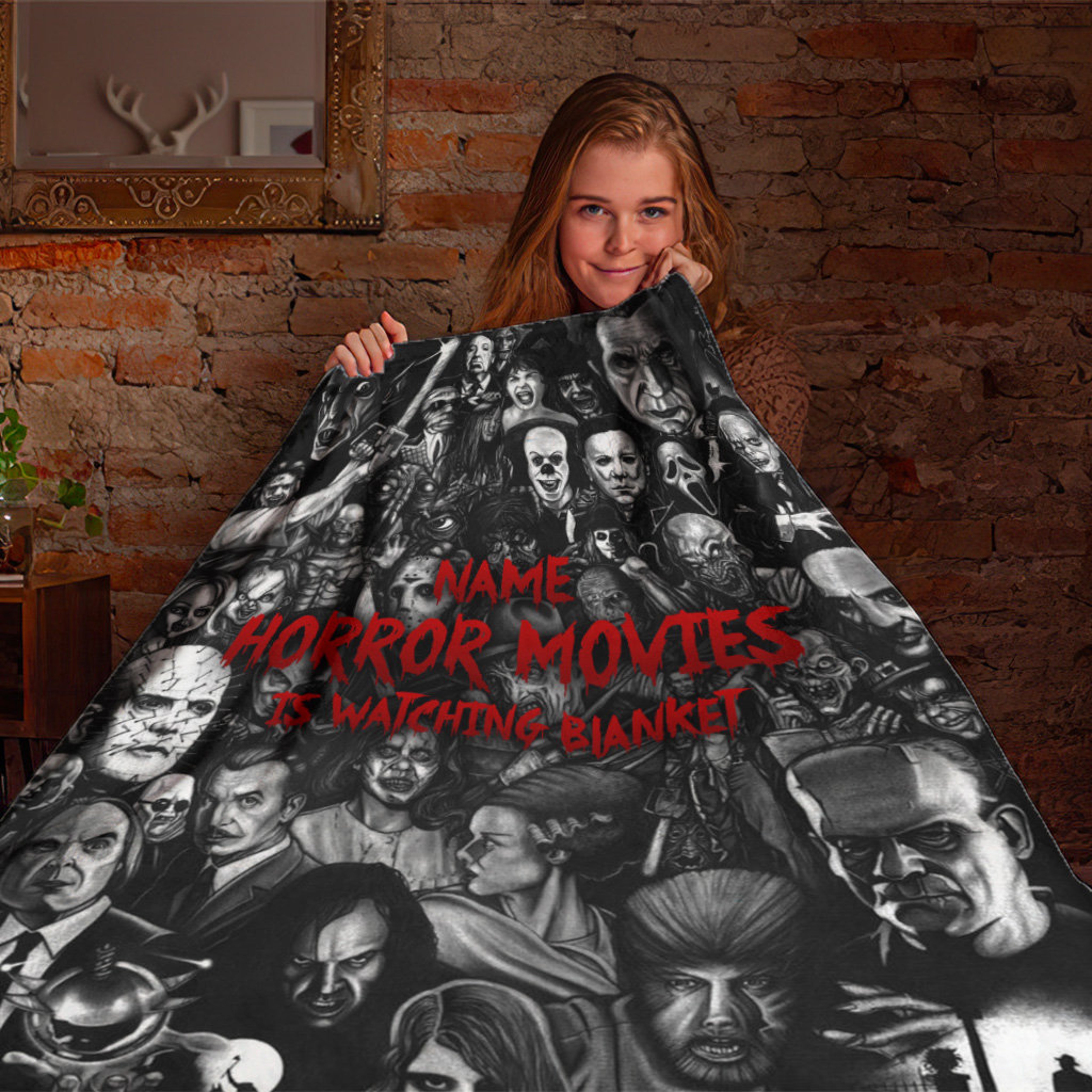 Custom Name Horror Movies Watching Blanket Serial Killer Blanket Horror Characters Throw