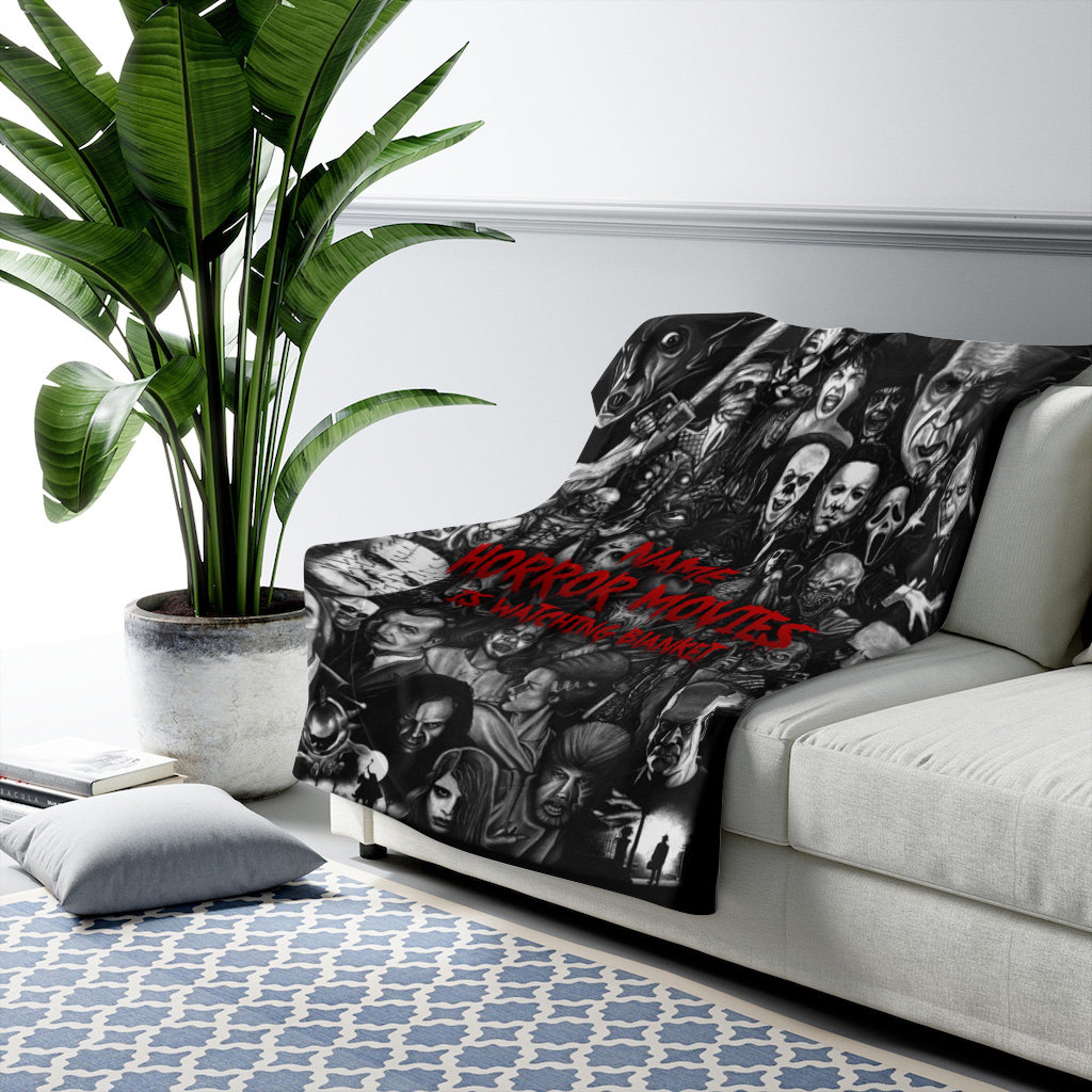 Custom Name Horror Movies Watching Blanket Serial Killer Blanket Horror Characters Throw
