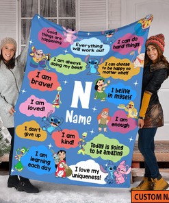 Custom Name Lilo & Stitch Quilt Blanket - Magic Kingdom Baby Shower Gift and Birthday Gift
