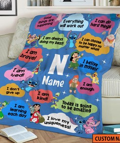 Custom Name Lilo & Stitch Quilt Blanket - Magic Kingdom Baby Shower Gift and Birthday Gift