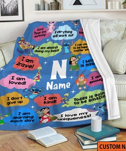 Custom Name Lilo & Stitch Quilt Blanket - Magic Kingdom Baby Shower Gift and Birthday Gift