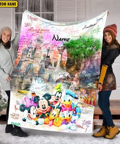 Custom Name Mickey And Friends Blanket - Disney Signature - Disney Epcot Magic Kingdom