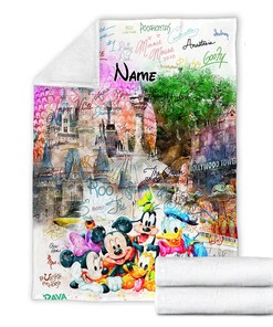 Custom Name Mickey And Friends Blanket - Disney Signature - Disney Epcot Magic Kingdom