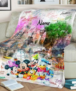 Custom Name Mickey And Friends Blanket - Disney Signature - Disney Epcot Magic Kingdom