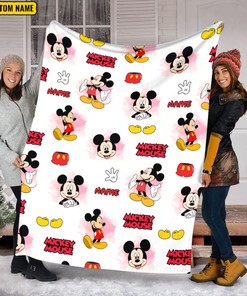 Custom Name Mickey Mouse Quilt Blanket, Disneyland Birthday Gift, Baby Shower Blanket, Minnie Christmas Theme, Mickey Head Blanket