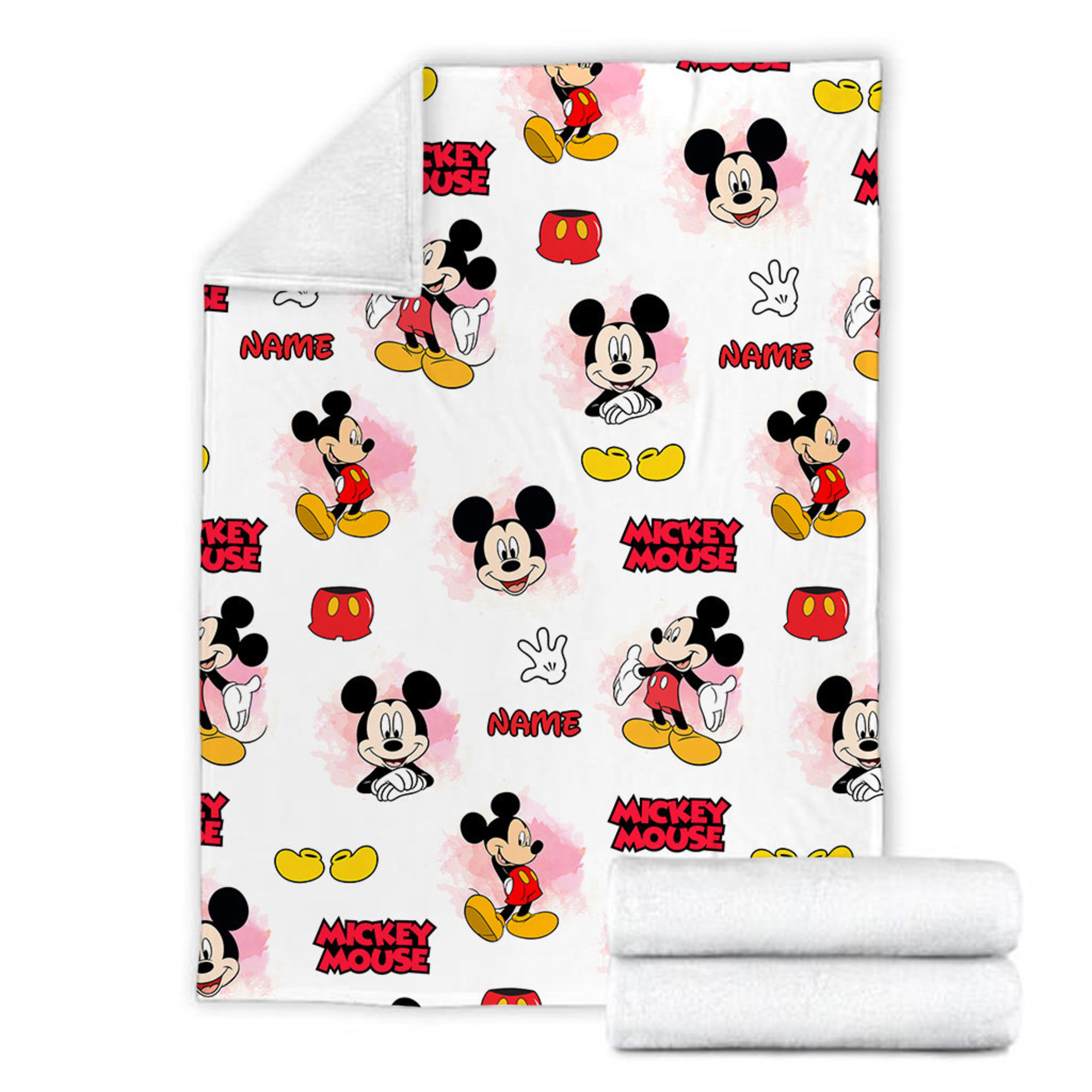 Custom Name Mickey Mouse Quilt Blanket, Disneyland Birthday Gift, Baby Shower Blanket, Minnie Christmas Theme, Mickey Head Blanket