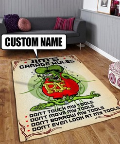Custom Name Rat Fink Garage Rug Hot Rod Rug for Garage