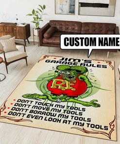 Custom Name Rat Fink Garage Rug Hot Rod Rug for Garage